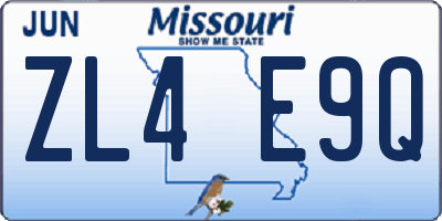 MO license plate ZL4E9Q