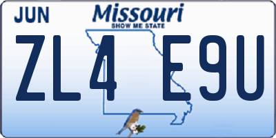 MO license plate ZL4E9U