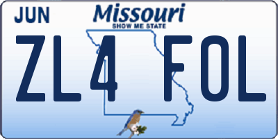 MO license plate ZL4F0L