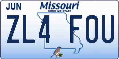 MO license plate ZL4F0U