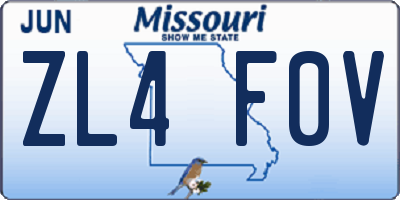 MO license plate ZL4F0V