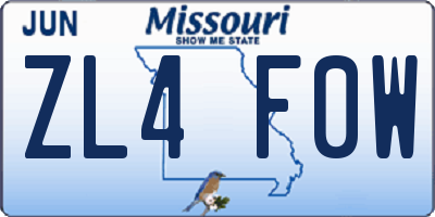 MO license plate ZL4F0W