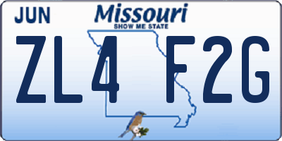 MO license plate ZL4F2G