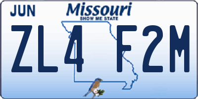 MO license plate ZL4F2M