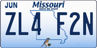 MO license plate ZL4F2N
