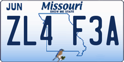 MO license plate ZL4F3A