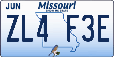 MO license plate ZL4F3E