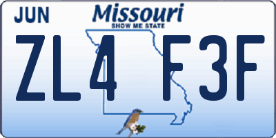 MO license plate ZL4F3F