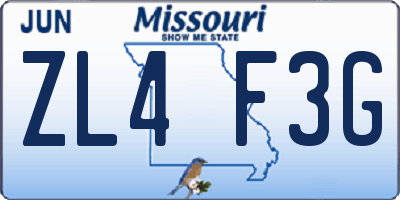 MO license plate ZL4F3G