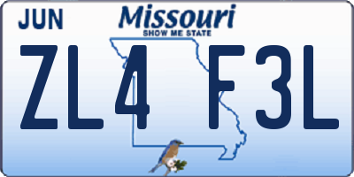 MO license plate ZL4F3L