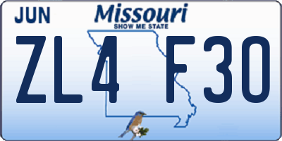 MO license plate ZL4F3O