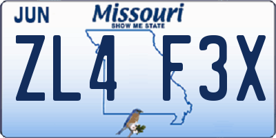 MO license plate ZL4F3X
