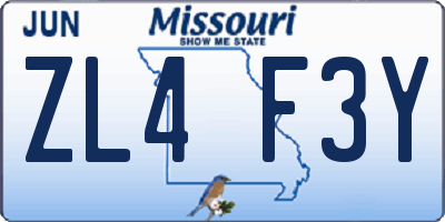 MO license plate ZL4F3Y