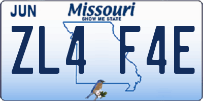 MO license plate ZL4F4E
