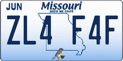 MO license plate ZL4F4F