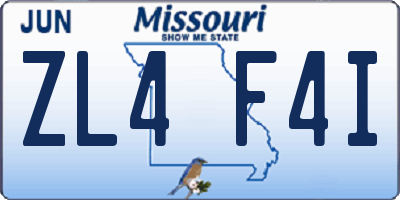 MO license plate ZL4F4I