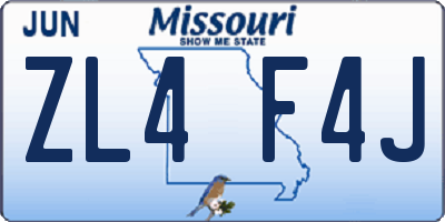 MO license plate ZL4F4J