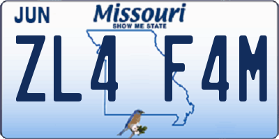 MO license plate ZL4F4M