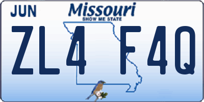 MO license plate ZL4F4Q