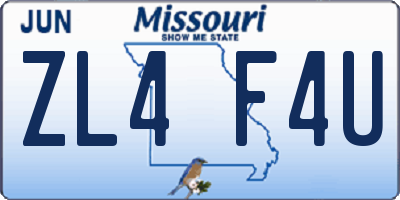 MO license plate ZL4F4U