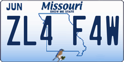 MO license plate ZL4F4W