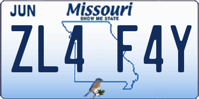 MO license plate ZL4F4Y