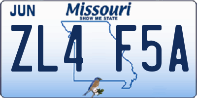 MO license plate ZL4F5A