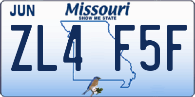 MO license plate ZL4F5F