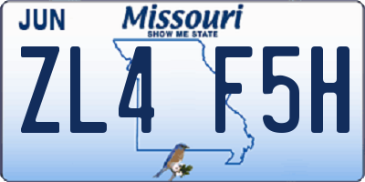 MO license plate ZL4F5H