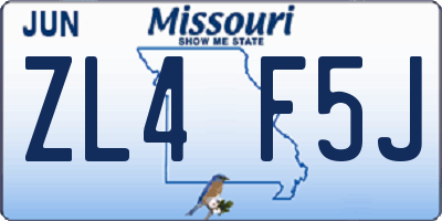 MO license plate ZL4F5J