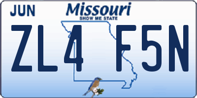 MO license plate ZL4F5N