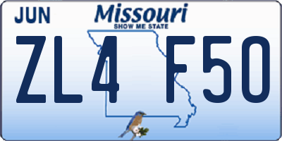 MO license plate ZL4F5O