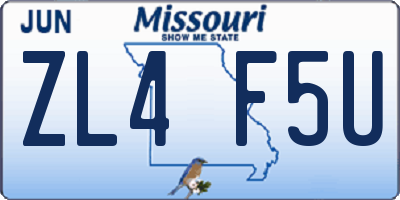 MO license plate ZL4F5U