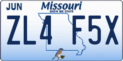 MO license plate ZL4F5X