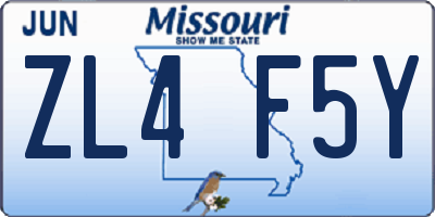 MO license plate ZL4F5Y