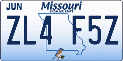 MO license plate ZL4F5Z