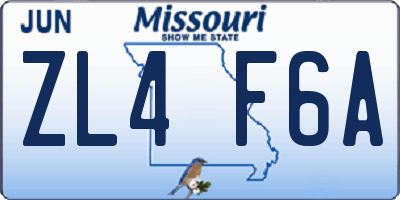 MO license plate ZL4F6A