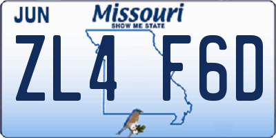 MO license plate ZL4F6D