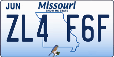 MO license plate ZL4F6F