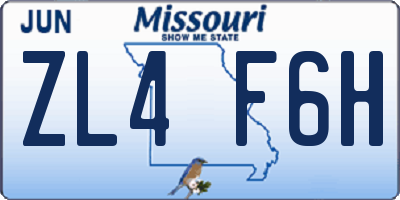 MO license plate ZL4F6H