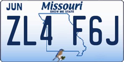 MO license plate ZL4F6J