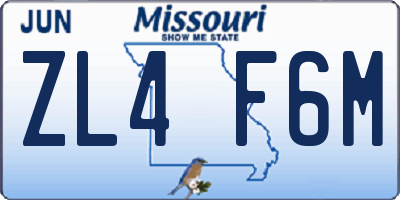 MO license plate ZL4F6M