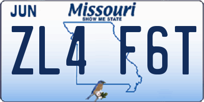 MO license plate ZL4F6T