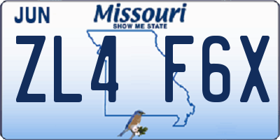 MO license plate ZL4F6X