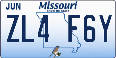 MO license plate ZL4F6Y
