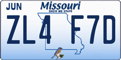 MO license plate ZL4F7D