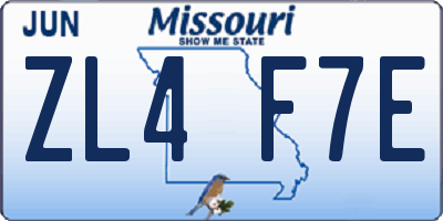 MO license plate ZL4F7E