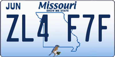 MO license plate ZL4F7F