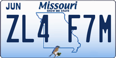 MO license plate ZL4F7M