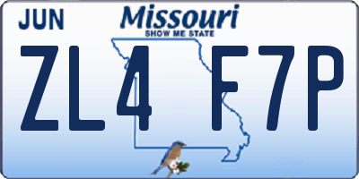 MO license plate ZL4F7P